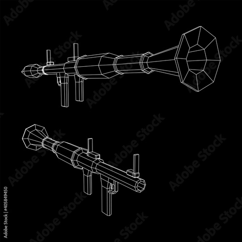 Anti-tank rocket propelled grenade launcher - RPG 7. Wireframe low poly mesh vector illustration.