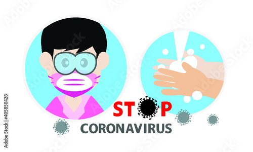 Washing hand and protective face mask against corona virus,Covid-19.