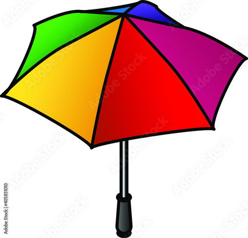 An opened multicolor umbrella.