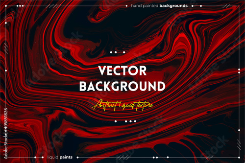 Fluid art texture. Abstract backdrop with mixing paint effect. Liquid acrylic picture that flows and splashes. Mixed paints for posters or wallpapers. Black, red and orange overflowing colors