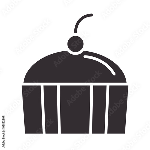 chef, cupcake with fruit dessert snack silhouette style icon