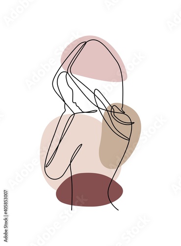 Abstract nude woman line art, Sensual beautiful woman continuous line drawing, Sexy woman vector design, Perfect to use in branding, poster, prints, packaging, wall art, for social media