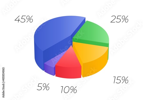 3d pie. Isometric cycle diagram for infographics. Vector chart can be used for graph.
