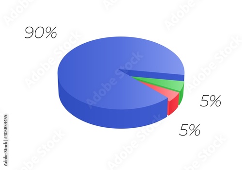 3d pie. Isometric cycle diagram for infographics. Vector chart can be used for graph.