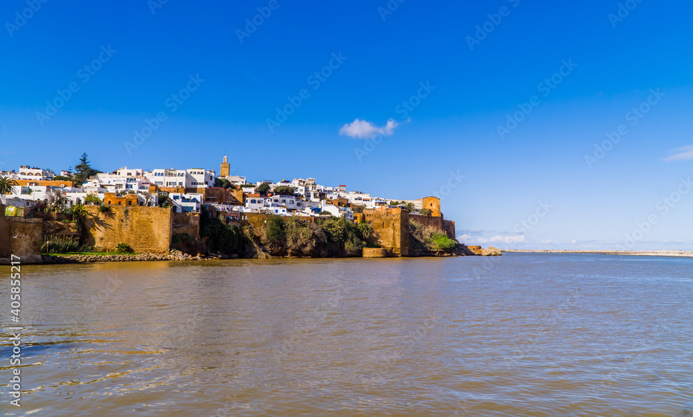 Panoramic view of the Kasbah of the Udayas (old town) in Rabat, Morocco