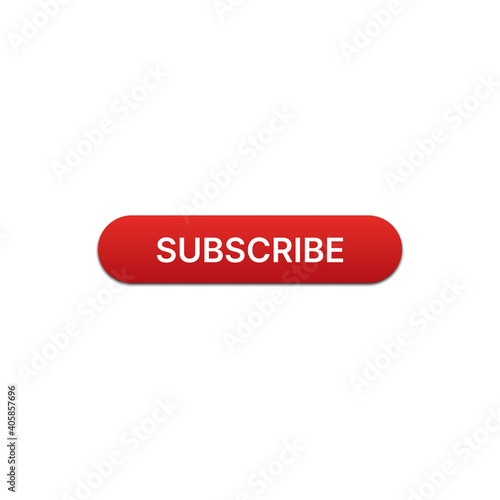 Subscribe button with red color on white background for website and UI material