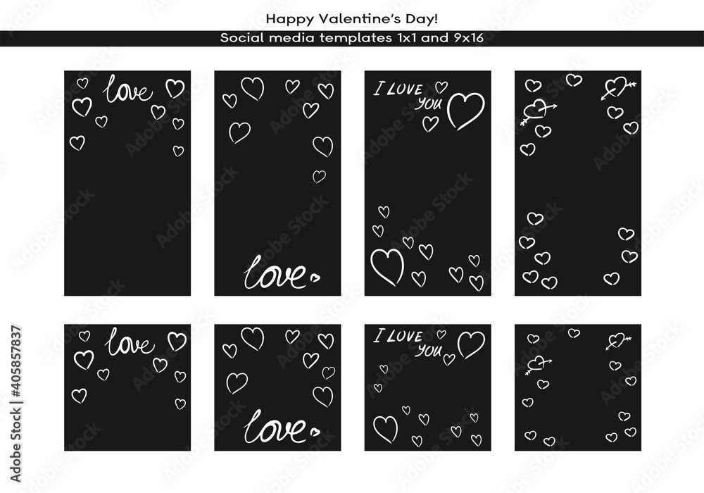 Love Valentine's day social media hand-drawn template. Editable square post frame with copy space. hand drawn simple minimalist design, trending doodle line