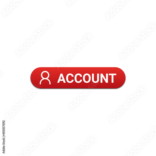Account button with red color on white background for website and UI material