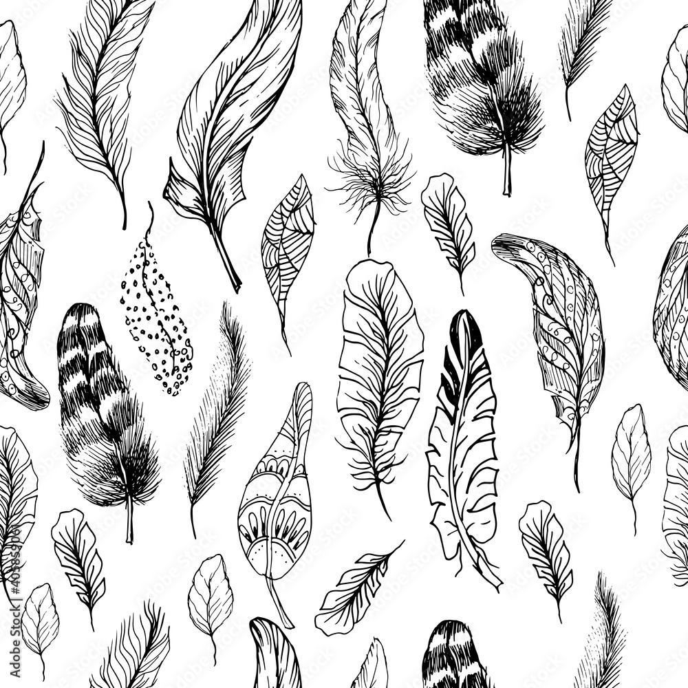 Feathers boho style. graphic illustration hand-drawn, vector. Print, textile, vintage, retro, doodle, sketch. Feathers boho style. graphic illustration hand-drawn, vector. Print, textile, vintage, retro, doodle, sketch.