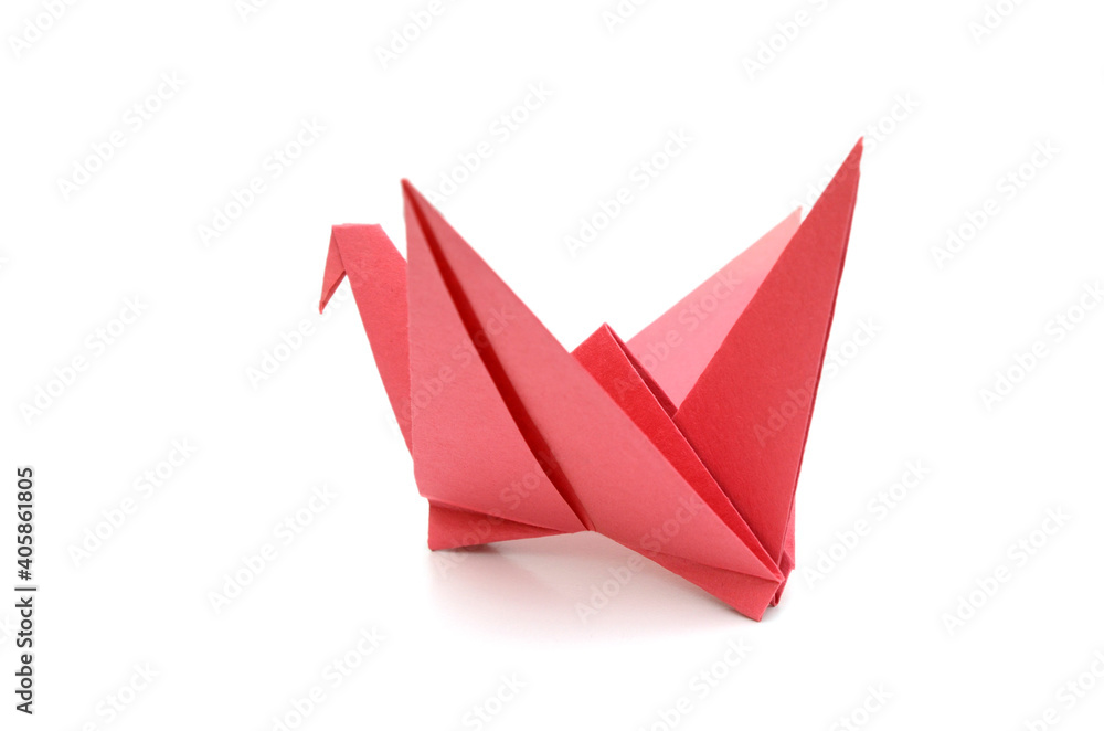 Fototapeta premium A folded red paper crane