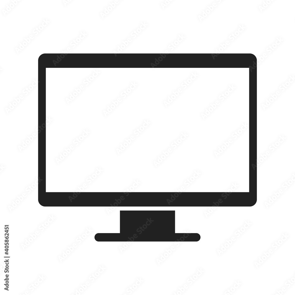 Monitor tv or computer with empty screen bold black silhouette icon isolated on white. LCD display Monitor tv or computer with empty screen bold black silhouette icon isolated on white. LCD display