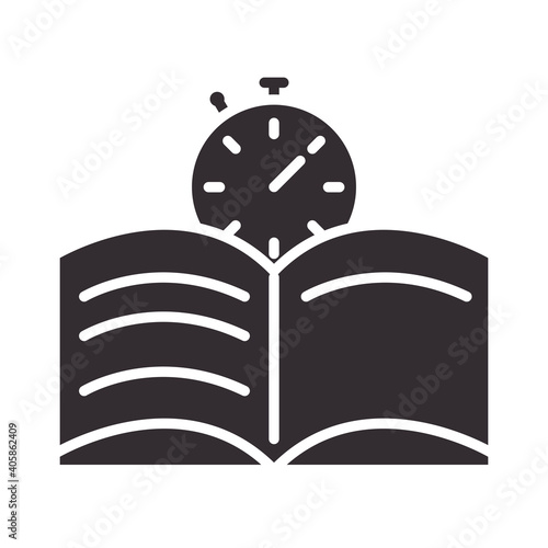chef, recipe book and clock kitchen utensil silhouette style icon