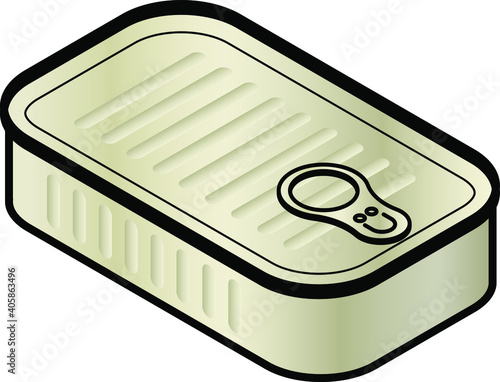 A plain unlabeled sardine/tuna/mussel tin with a pull tab.