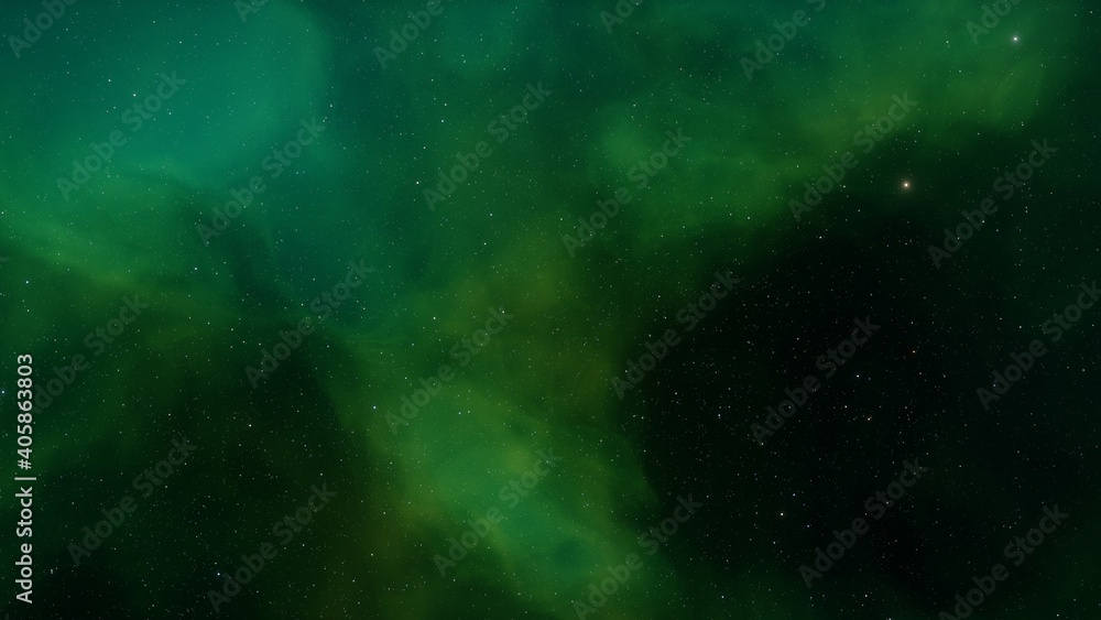 nebula gas cloud in deep outer space, science fiction illustrarion, colorful space background with stars 3d render
