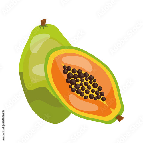 papaya delicious fresh fruit nature icon vector illustration design