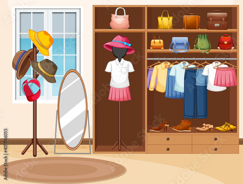 Interior design of dressing room background