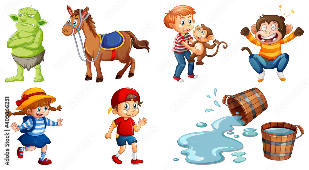 Set of different nursery rhyme character isolated on white background Set of different nursery rhyme character isolated on white background