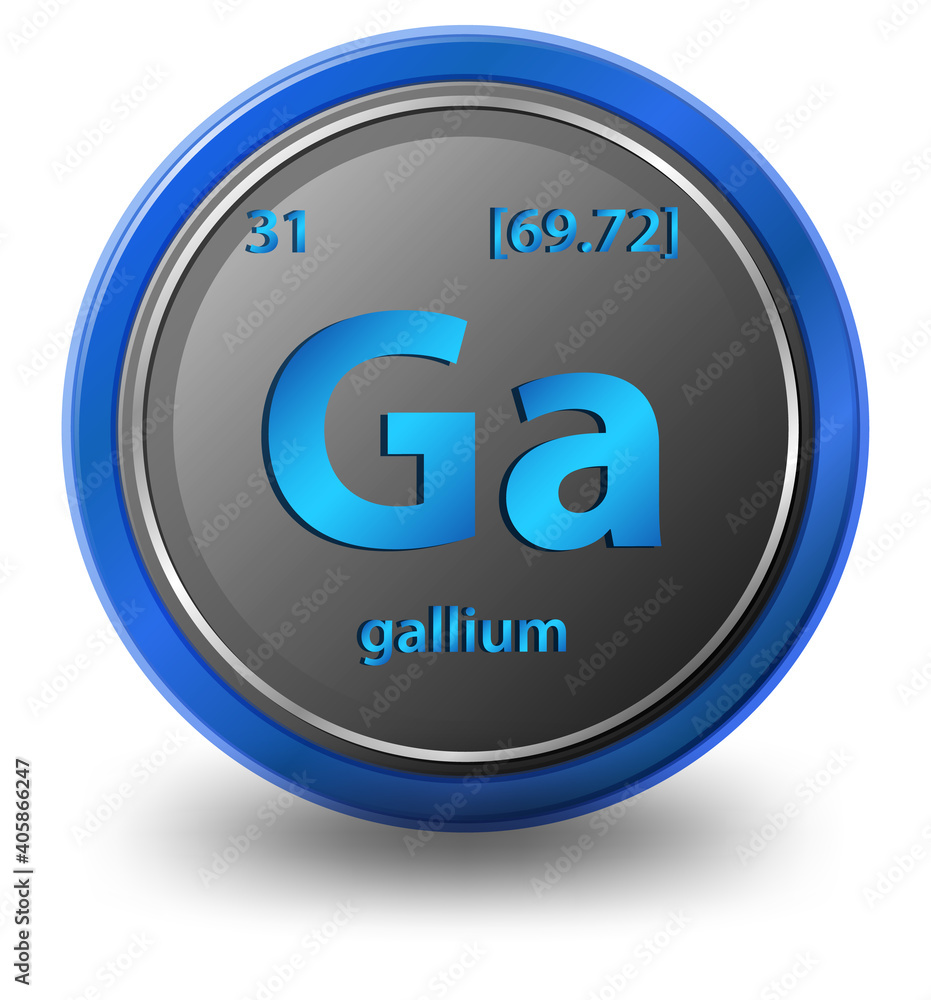 Gallium chemical element. Chemical symbol with atomic number and atomic mass. Gallium chemical element. Chemical symbol with atomic number and atomic mass.