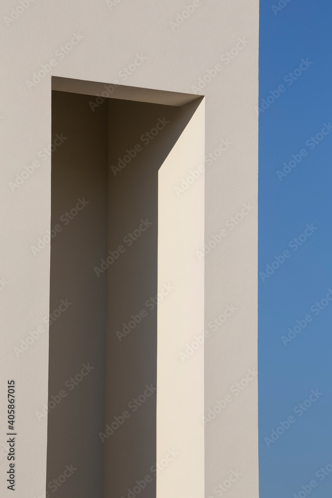 Modern building gate against a clean blue sky, Braga, Portugal. Modern building gate against a clean blue sky, Braga, Portugal.