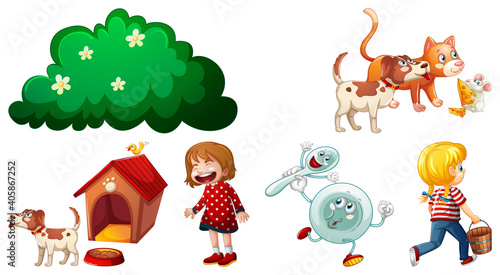 Set of different nursery rhyme character isolated on white background