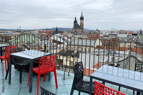 Photography Krakow old town roofs from a terrace