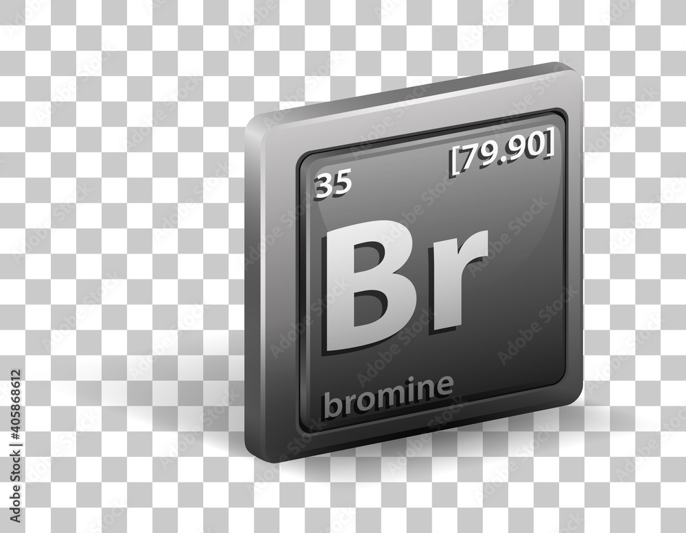 Bromine chemical element. Chemical symbol with atomic number and atomic mass. Bromine chemical element. Chemical symbol with atomic number and atomic mass.