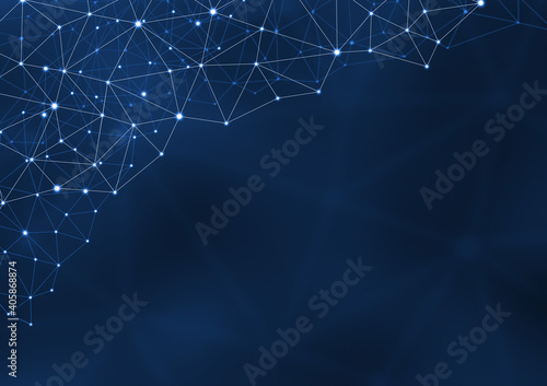 Polygons line structure shown spatially with blur in the background, digital illustration