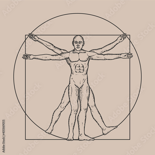 Print Classic Hand Drawing based on Leonard Da Vinci s Vitruvian Man photo