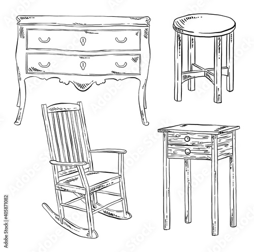 Simple and fashionable furniture vector illustrations