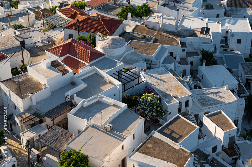 Fototapeta premium View from above of a part of Skyros town or Chora, the capital of Skyros island in Greece
