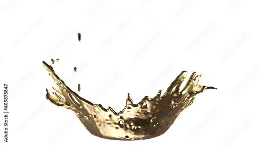 Fototapeta premium Luxury elegant splash liquid gold. 3d illustration, 3d rendering.