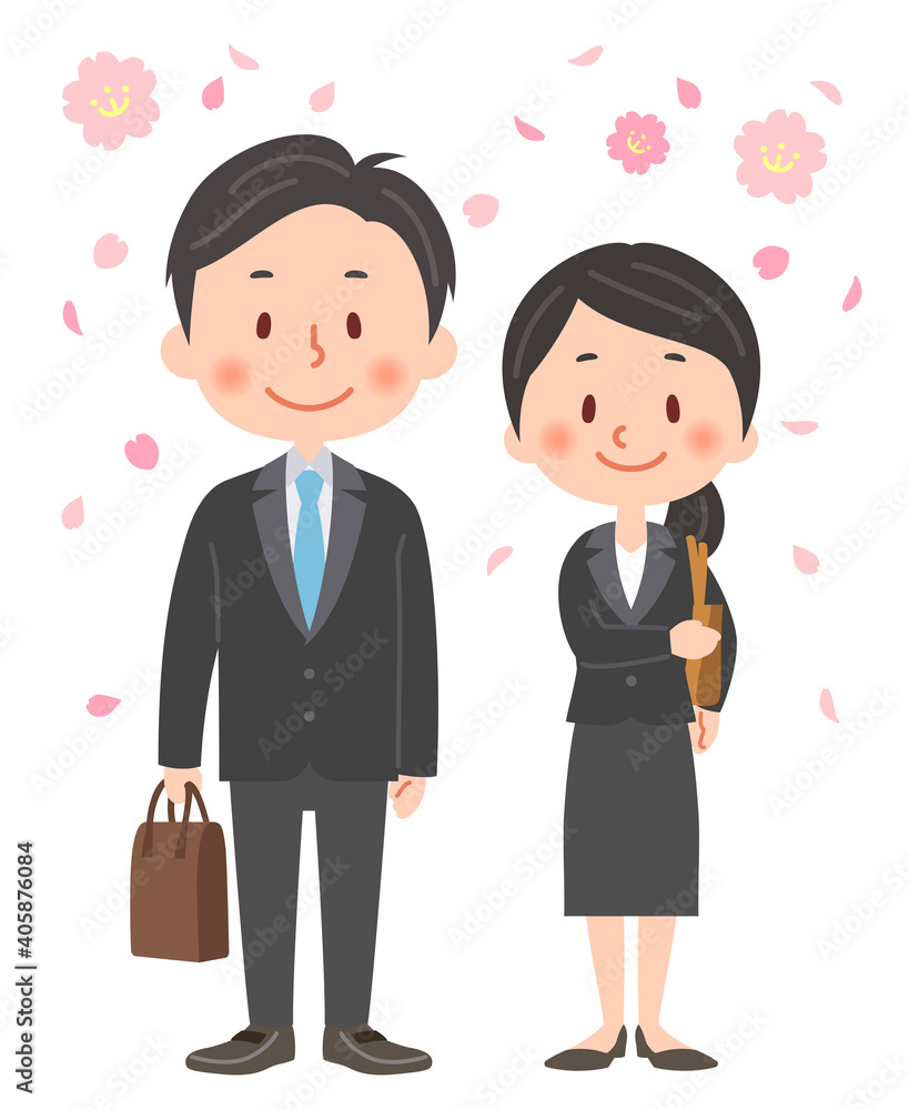 新卒の男女の全身イラスト 新卒の男女の全身イラスト