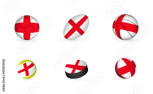 Sports equipment with flag of England. Sports icon set. Free Download Sports equipment with flag of England. Sports icon set. - GFXLoad
