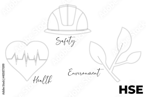 Health Safety Environment (HSE) acronym concept. Vector illustration.