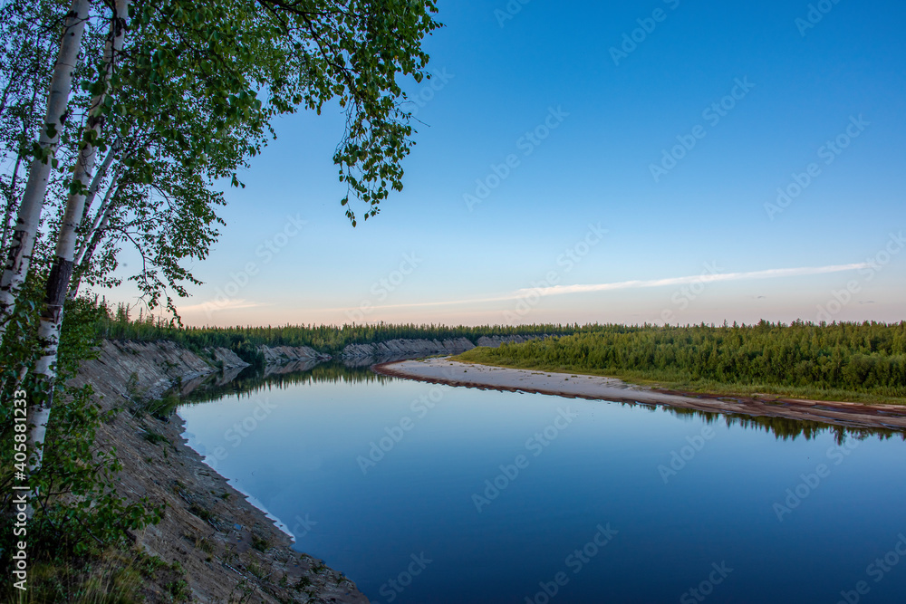 reflection of trees in water