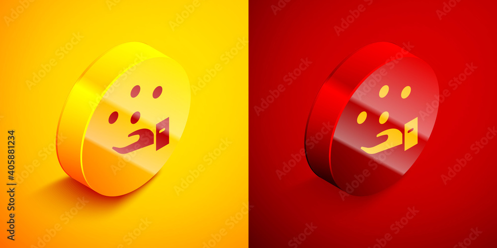 Isometric Juggling ball icon isolated on orange and red background. Circle button. Vector. Isometric Juggling ball icon isolated on orange and red background. Circle button. Vector.