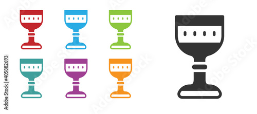 Black Medieval goblet icon isolated on white background. Set icons colorful. Vector.