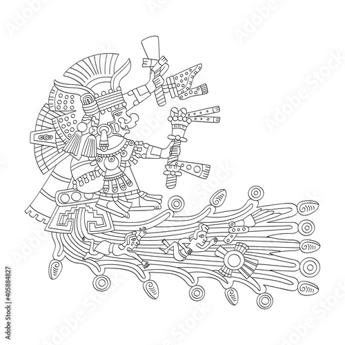 vector image with Aztec god Chalchiuhtlicue.God of the of water and rivers for your project