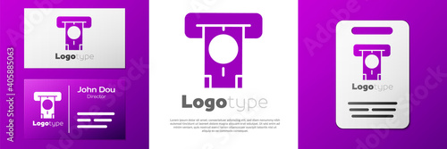Logotype ATM - Automated teller machine and money icon isolated on white background. Logo design template element. Vector.