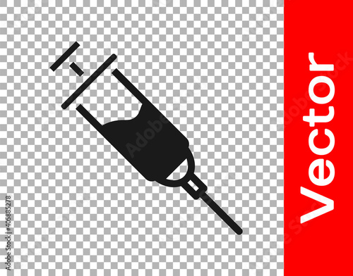 Black Doping syringe icon isolated on transparent background. Vector.