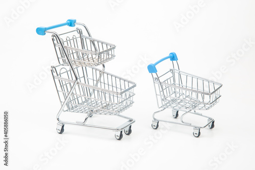 shopping cart for market groceries on white background