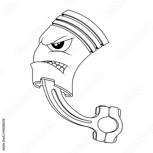 Piston. Flaming piston tattoo. Piston mascot .Car Club Logo. Vector graphics to design