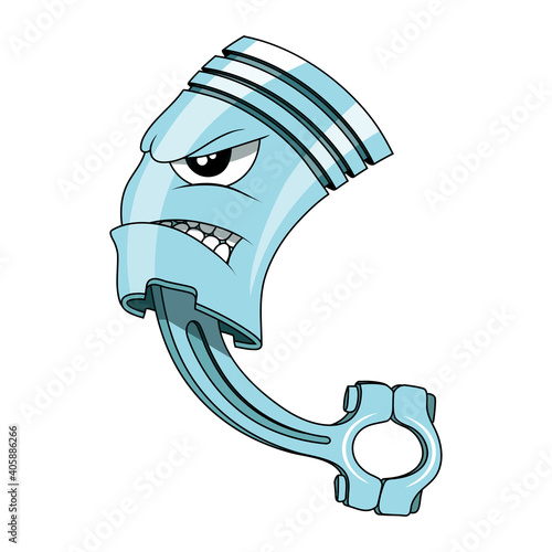 Piston. Flaming piston tattoo. Piston mascot .Car Club Logo. Vector graphics to design