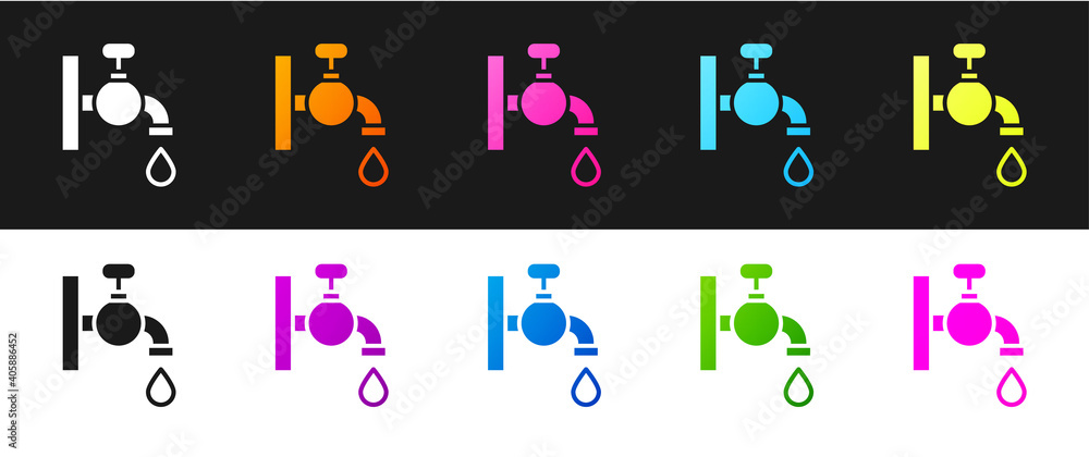Set Water tap icon isolated on black and white background. Vector. Set Water tap icon isolated on black and white background. Vector.