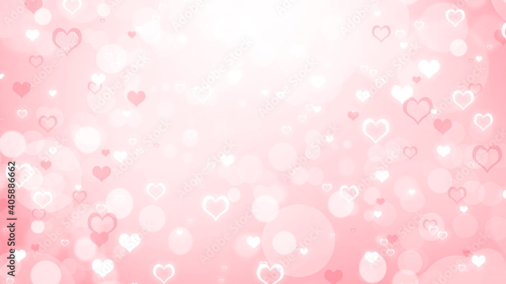 Soft blurred pink and white background with hearts and circles. Valentines day bokeh background Soft blurred pink and white background with hearts and circles. Valentines day bokeh background