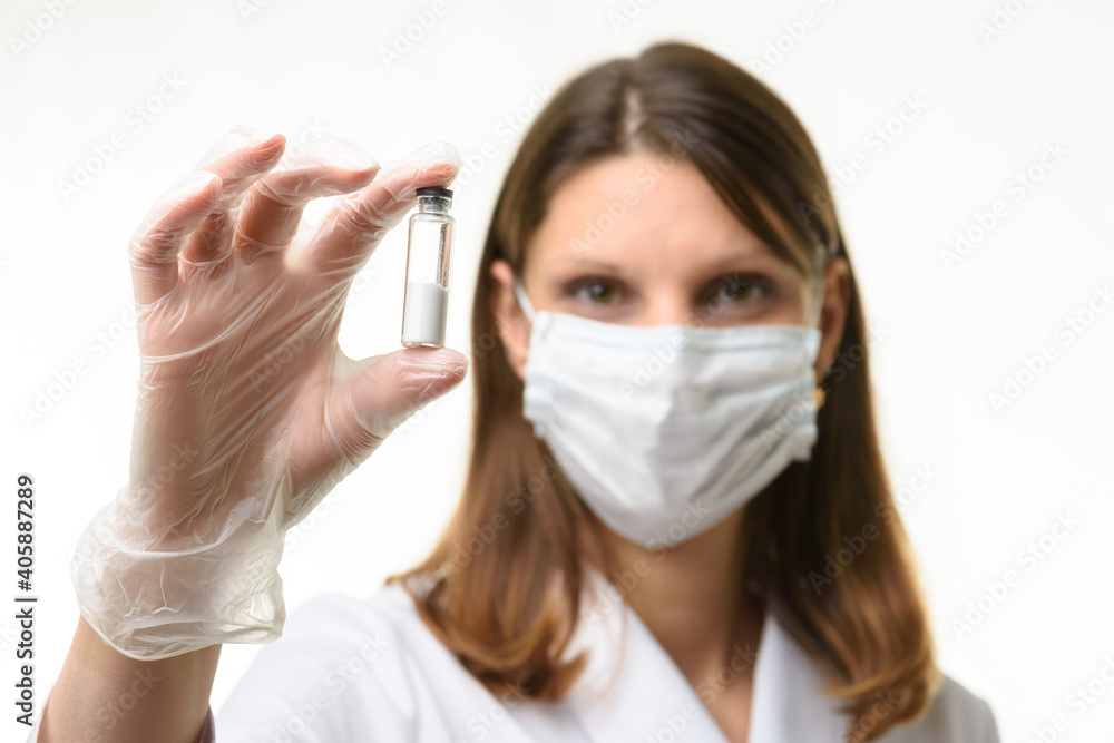 Formatsevt has developed a new drug and shows it in a test tube Formatsevt has developed a new drug and shows it in a test tube