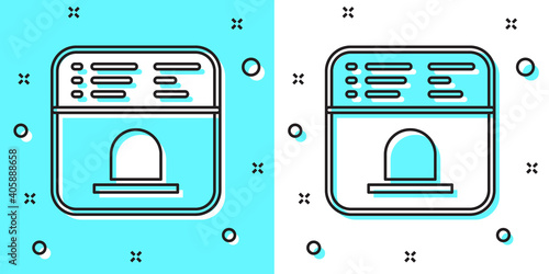 Black line Ticket office to buy tickets for train or plane icon isolated on green and white background. Buying tickets. Ticket service. Random dynamic shapes. Vector.