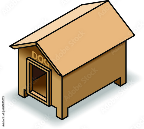 A wooden dog house.