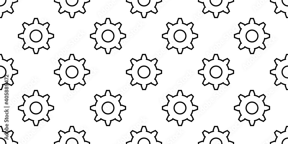 Seamless gear wheel icon pattern, repeats vertically and horizontally