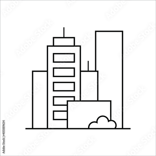 black building icon on white background, vector illustration